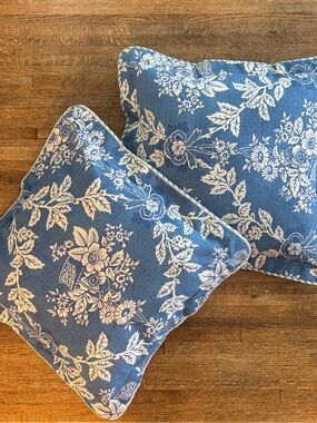 French Country Cottage English Farmhouse Paris Blue & White Toile Pillows